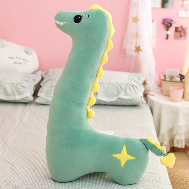 75/95CM Big Size Unicorn Dinosaur Giraffe Plush Toy Cute Long Neck Animal  kawaii Pillow Kids Baby Cartoon Appease Cushion Dolls