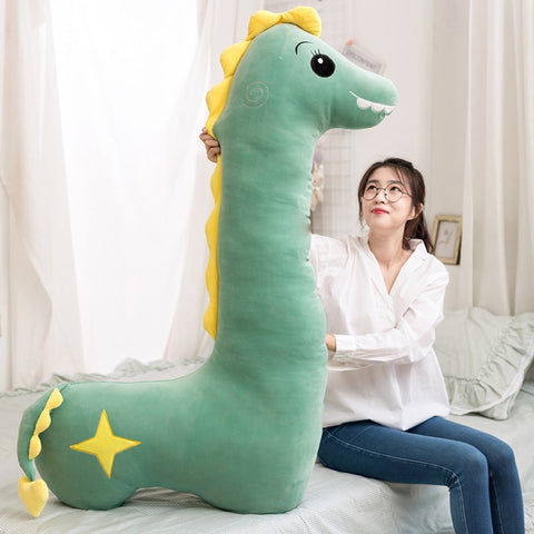75/95CM Big Size Unicorn Dinosaur Giraffe Plush Toy Cute Long Neck Animal  kawaii Pillow Kids Baby Cartoon Appease Cushion Dolls